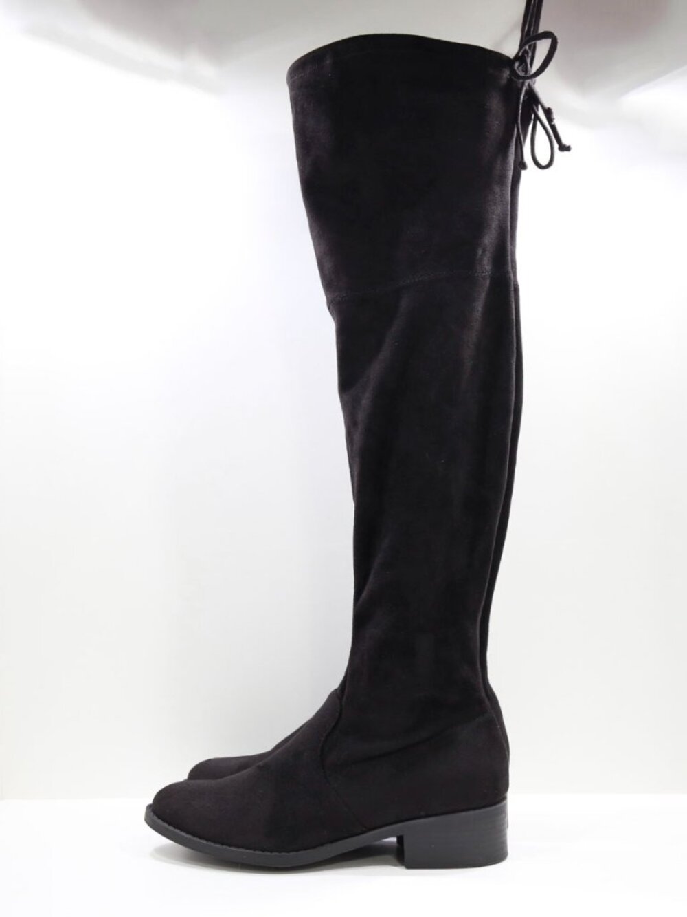 Unisa Unmaury Black Suede Flat Over The Knee Sock Boots - 7.5